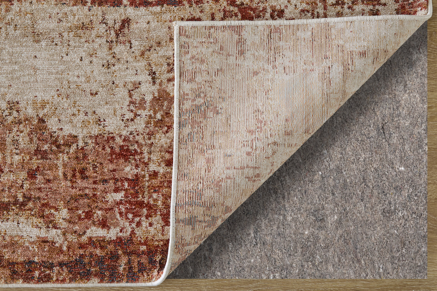 Pearson Modern/Industrial Abstract/Watercolor Ivory/Red/Tan - Feizy Rug