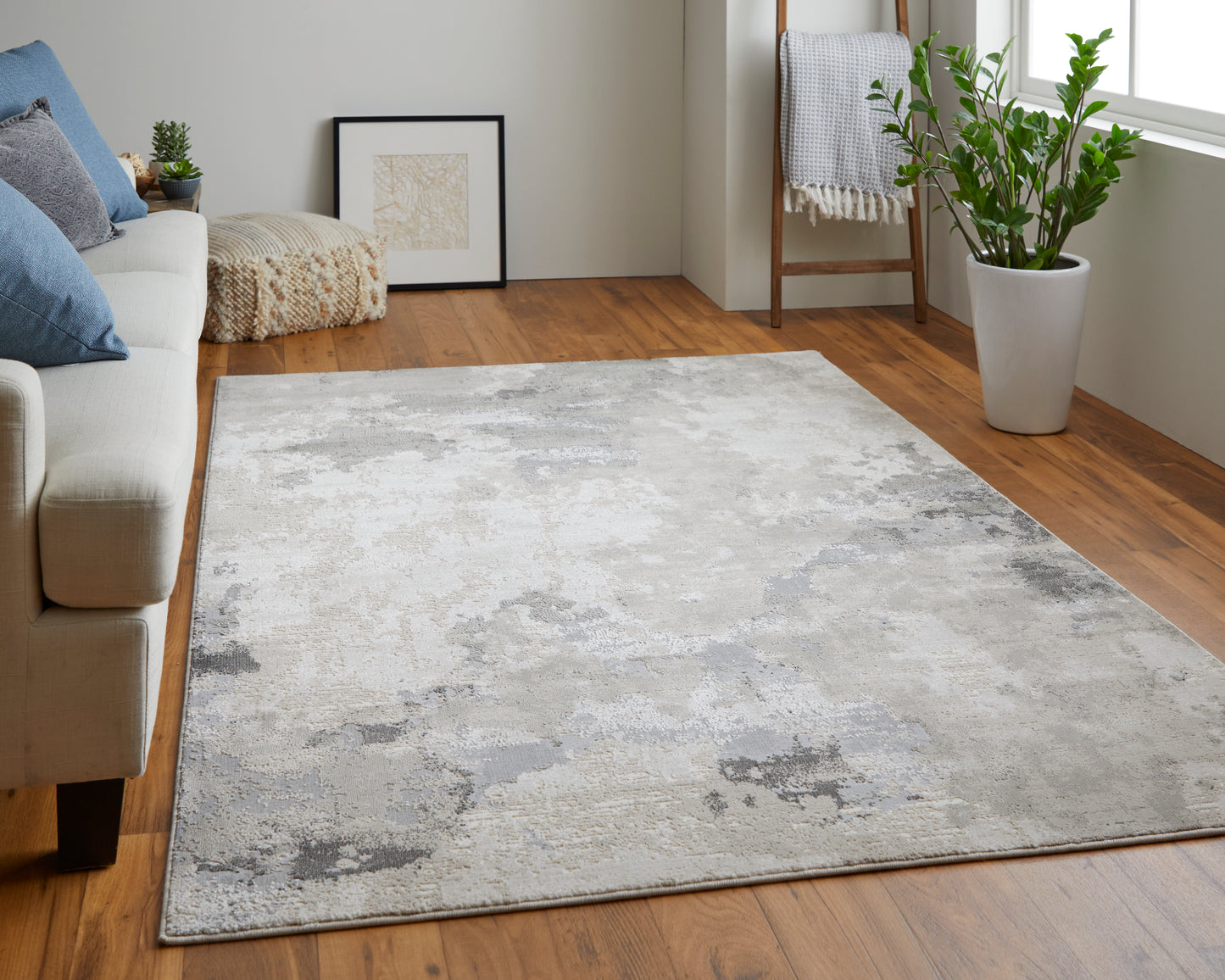 Prasad Modern/Casual Ivory/Gray Accent Rug  Feizy Rugs Small Parcel,Feizy Rugs,Prasad,Ivory/Gray,1'8" x 2'10",Accent Rug,Polypropylene/Polyester,Modern/Casual,Turkey