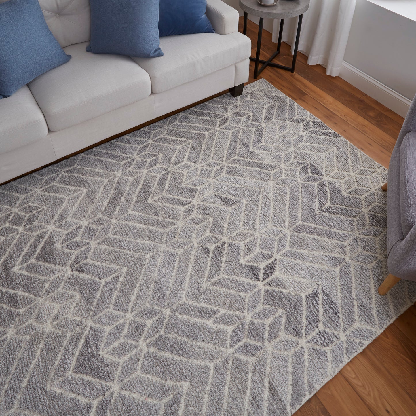 Asher Transitional/Industrial/Casual Geometric/Herringbone/Chevron Taupe/Gray/Ivory - Feizy Rug
