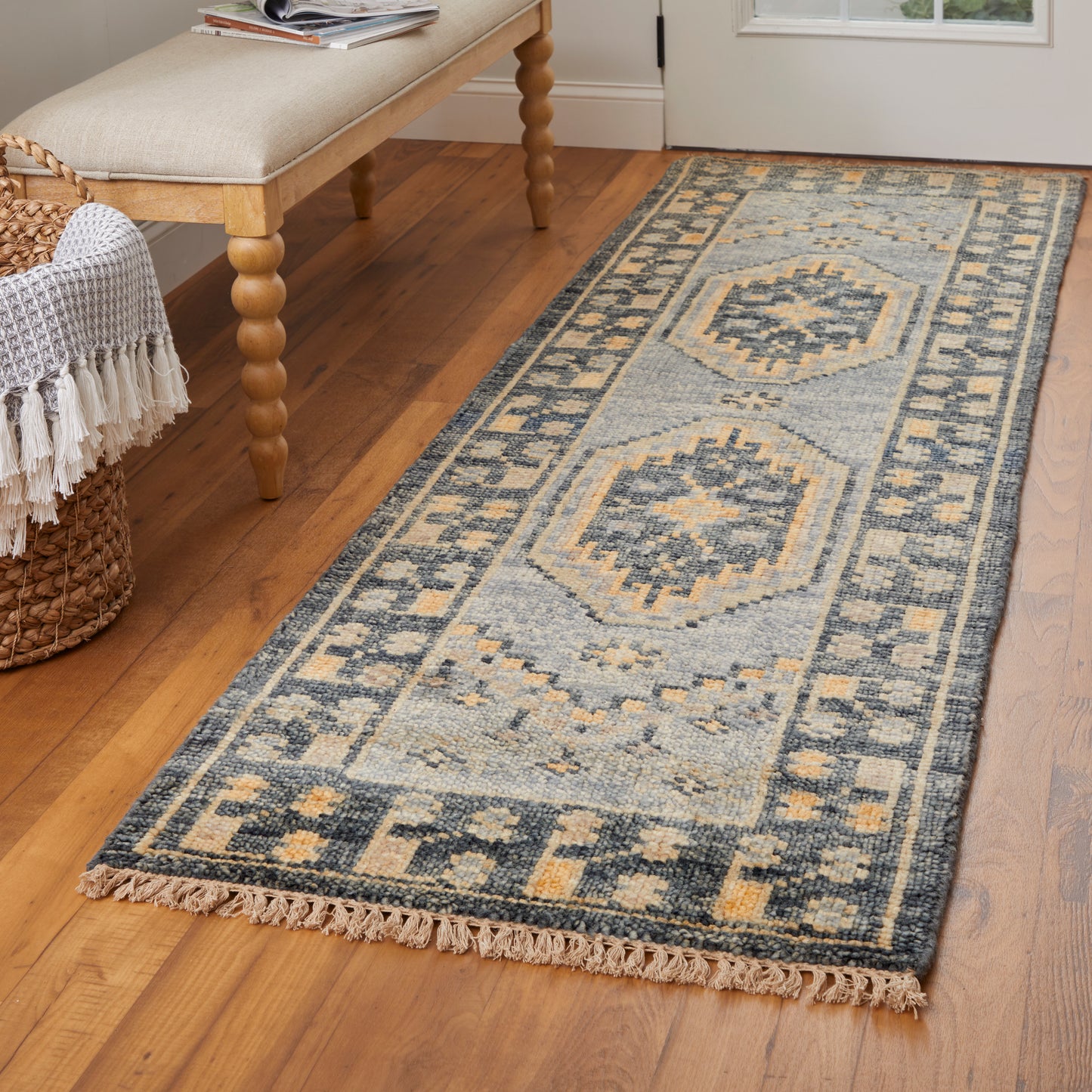 Fillmore Transitional/Vintage/Bohemian & Eclectic Medallion/Bordered Blue/Gray - Feizy Rug