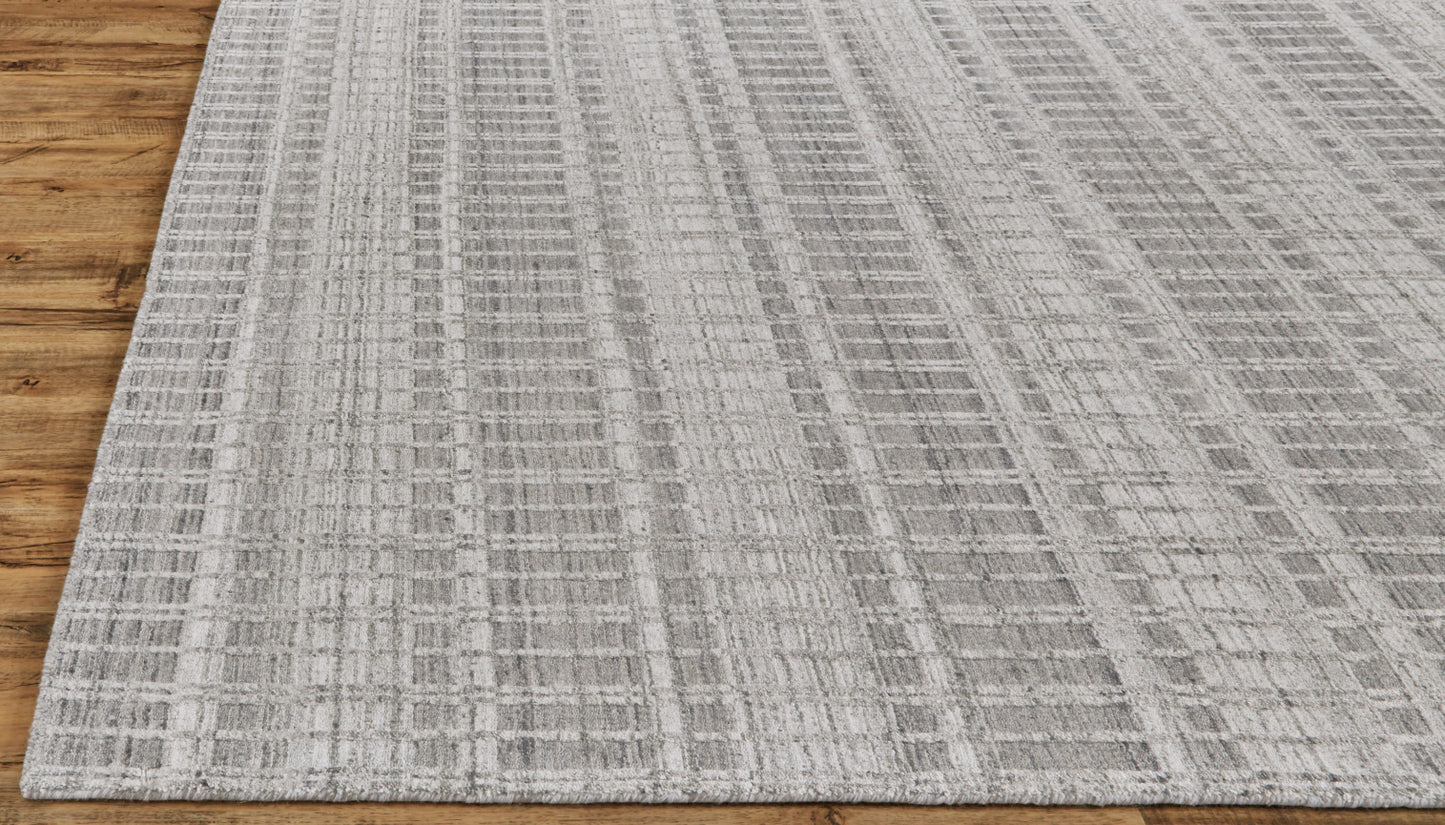 Odell Transitional/Casual Geometric/Stripes Gray/Silver/Ivory - Feizy Rug