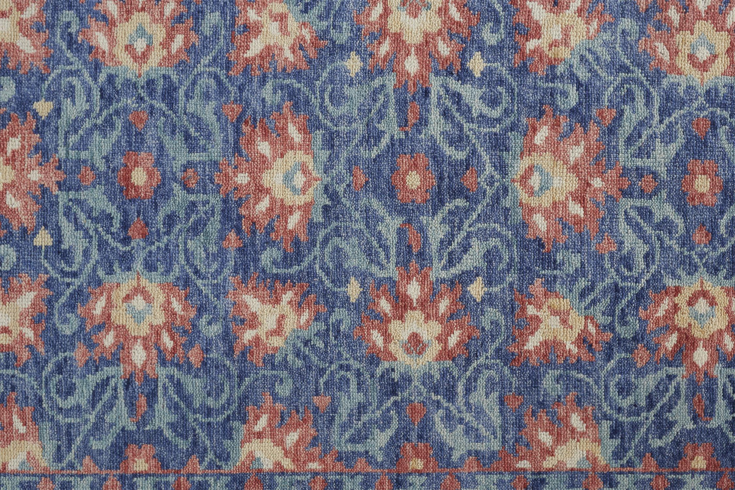 Beall Traditional/Classic/Vintage Floral & Botanical Blue/Red - Feizy Rug