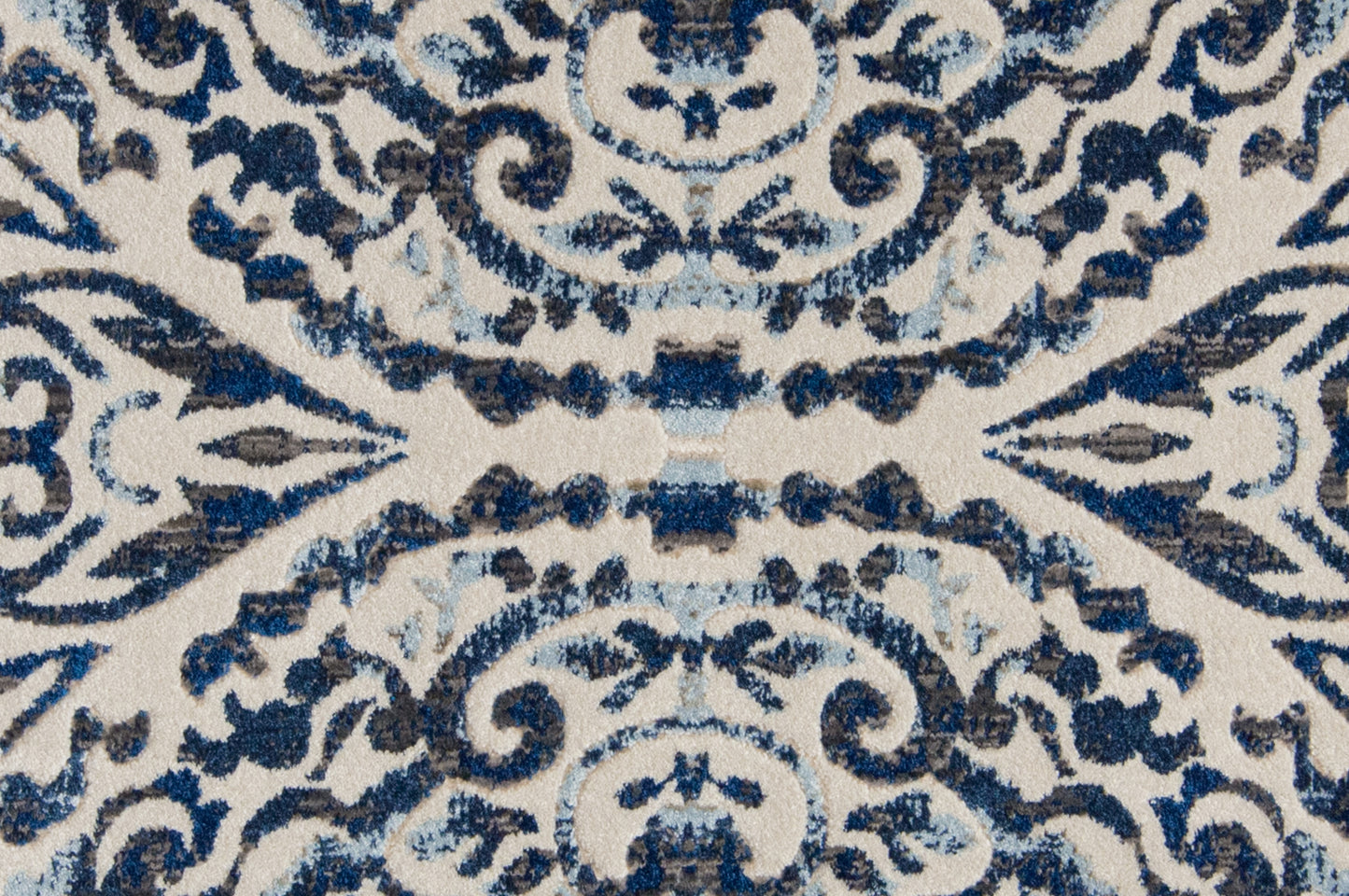 Milton Modern/Bohemian & Eclectic Ikat/Geometric/Distressed Blue/Ivory/Black - Feizy Rug