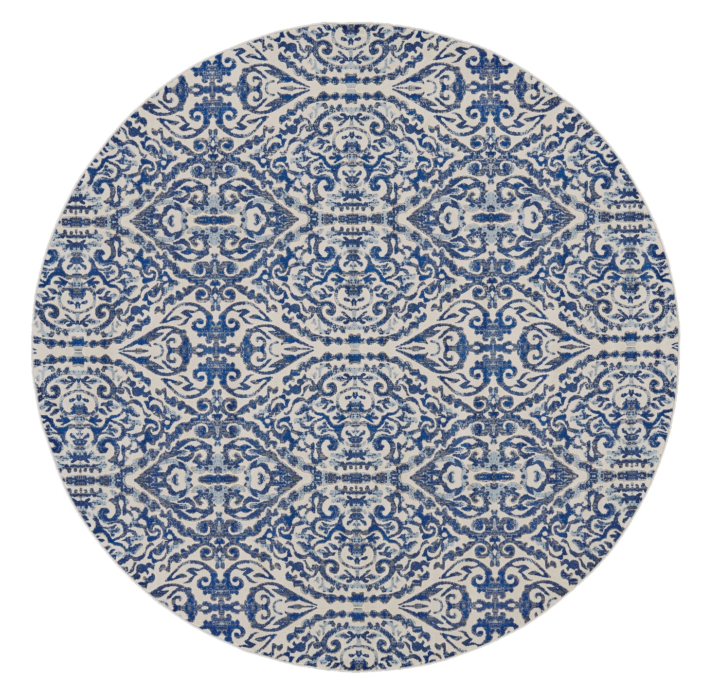 Milton Modern/Bohemian & Eclectic Ikat/Geometric/Distressed Blue/Ivory/Black - Feizy Rug