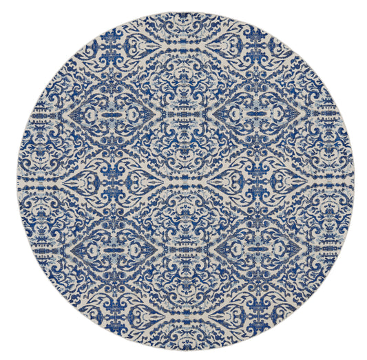 Milton Modern/Bohemian & Eclectic Ikat/Geometric/Distressed Blue/Ivory/Black - Feizy Rug