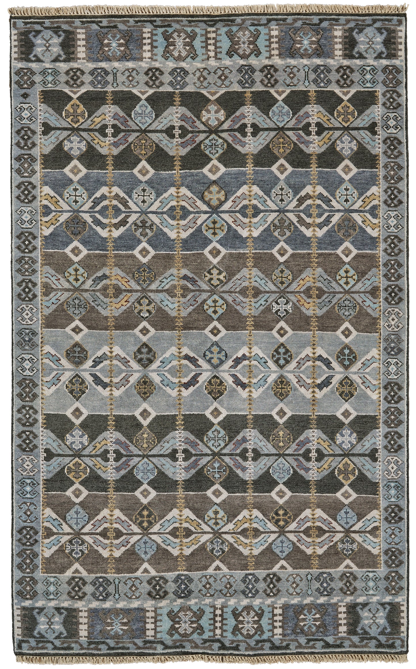Ashi Transitional/Global/Southwestern Southwestern/Diamond Blue/Brown/Gray - Feizy Rug