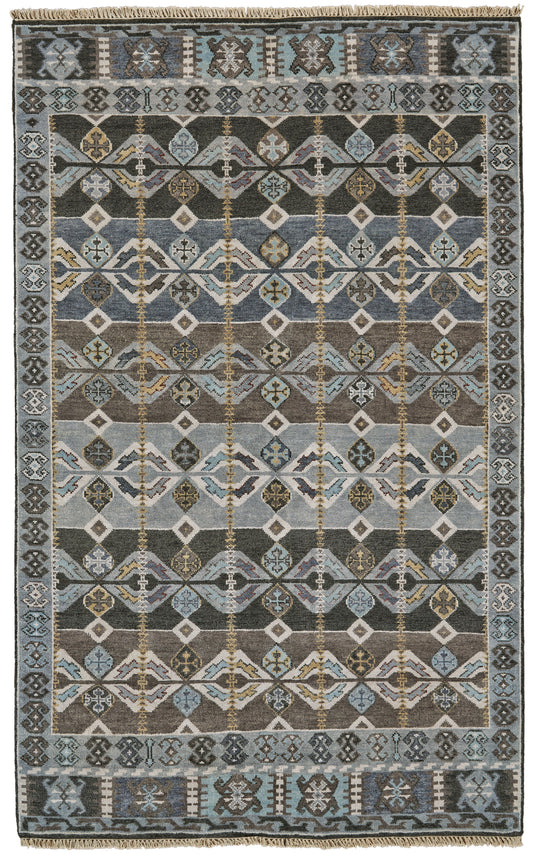 Ashi Transitional/Global/Southwestern Southwestern/Diamond Blue/Brown/Gray - Feizy Rug
