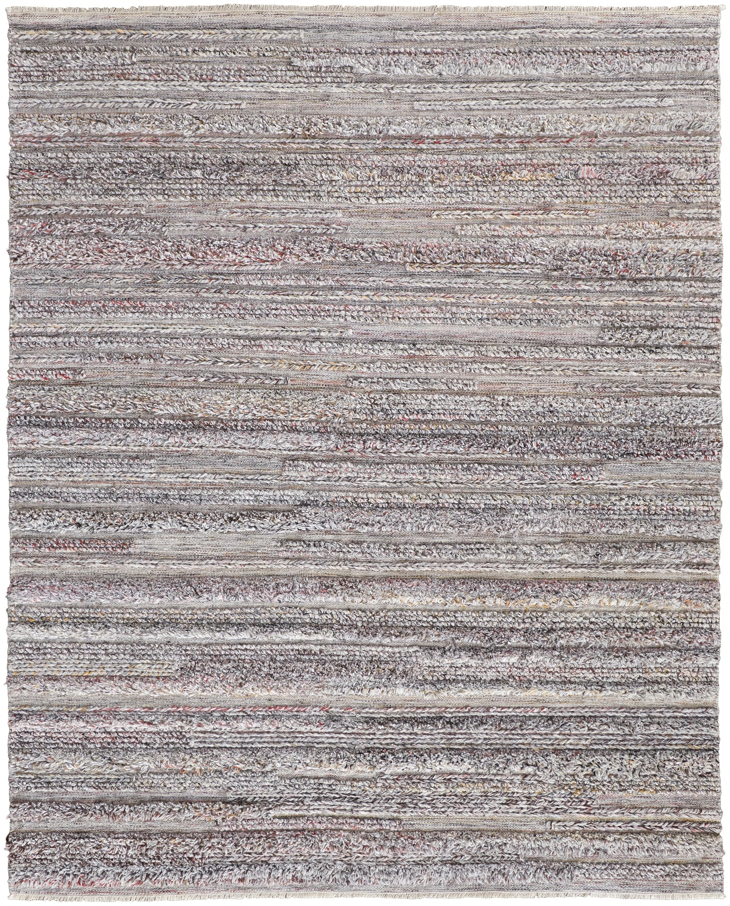 Alden Transitional/Casual/Scandinavian Stripes/Solid Taupe/Ivory/Red - Feizy Rug