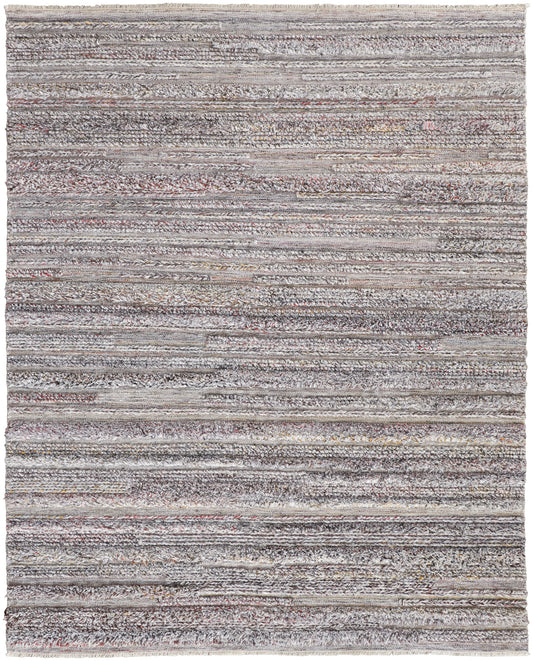 Alden Transitional/Casual/Scandinavian Stripes/Solid Taupe/Ivory/Red - Feizy Rug