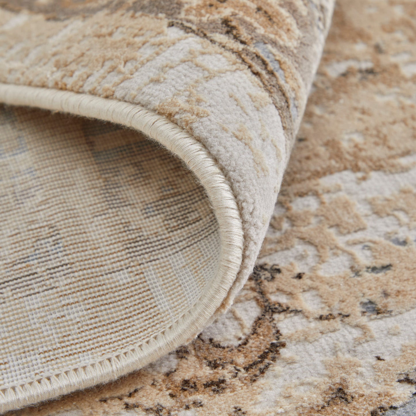 Celene Traditional/Vintage/Casual Brown/Ivory/Tan Round Rug  Feizy Rugs Small Parcel,Feizy Rugs,Celene,Brown/Ivory/Tan,7'9" x 7'9" Round,Round Rug,Viscose/Polyester,Traditional/Vintage/Casual,Turkey