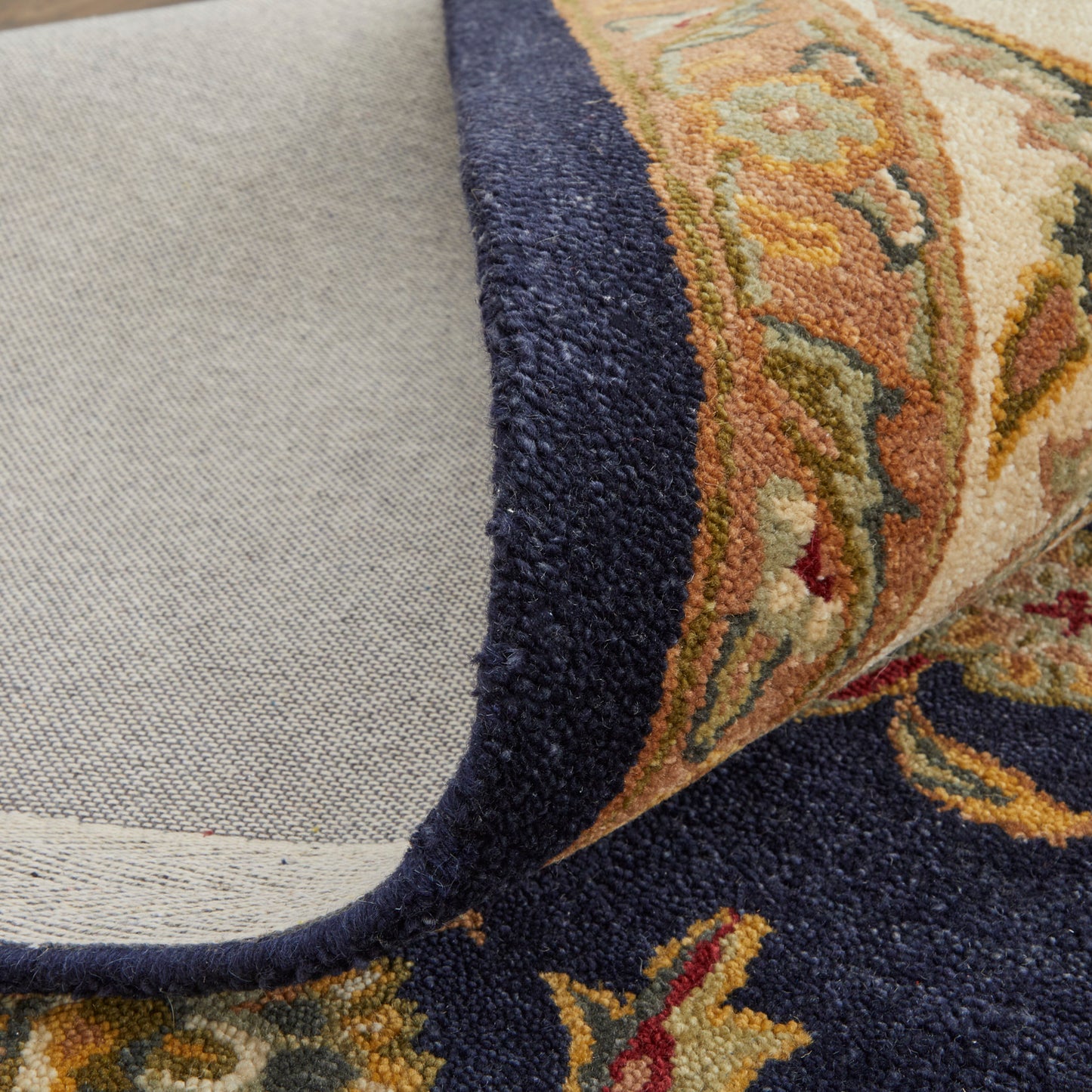 Wagner Traditional/Classic/Vintage Oriental/Persian/Bordered Blue/Tan/Gold - Feizy Rug