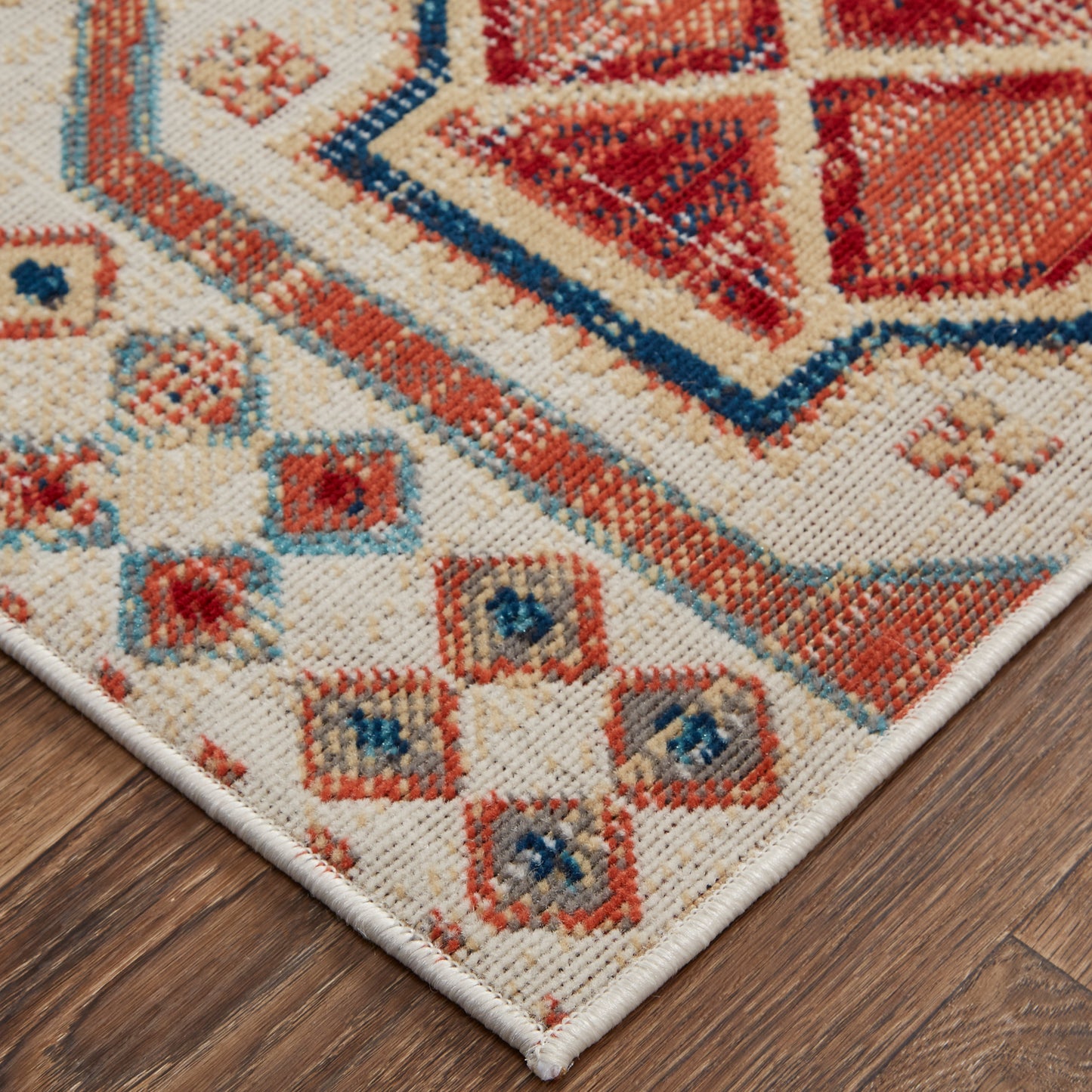Nolan Transitional/Southwestern/Bohemian & Eclectic Southwestern/Diamond/Moroccan Ivory/Red/Tan - Feizy Rug