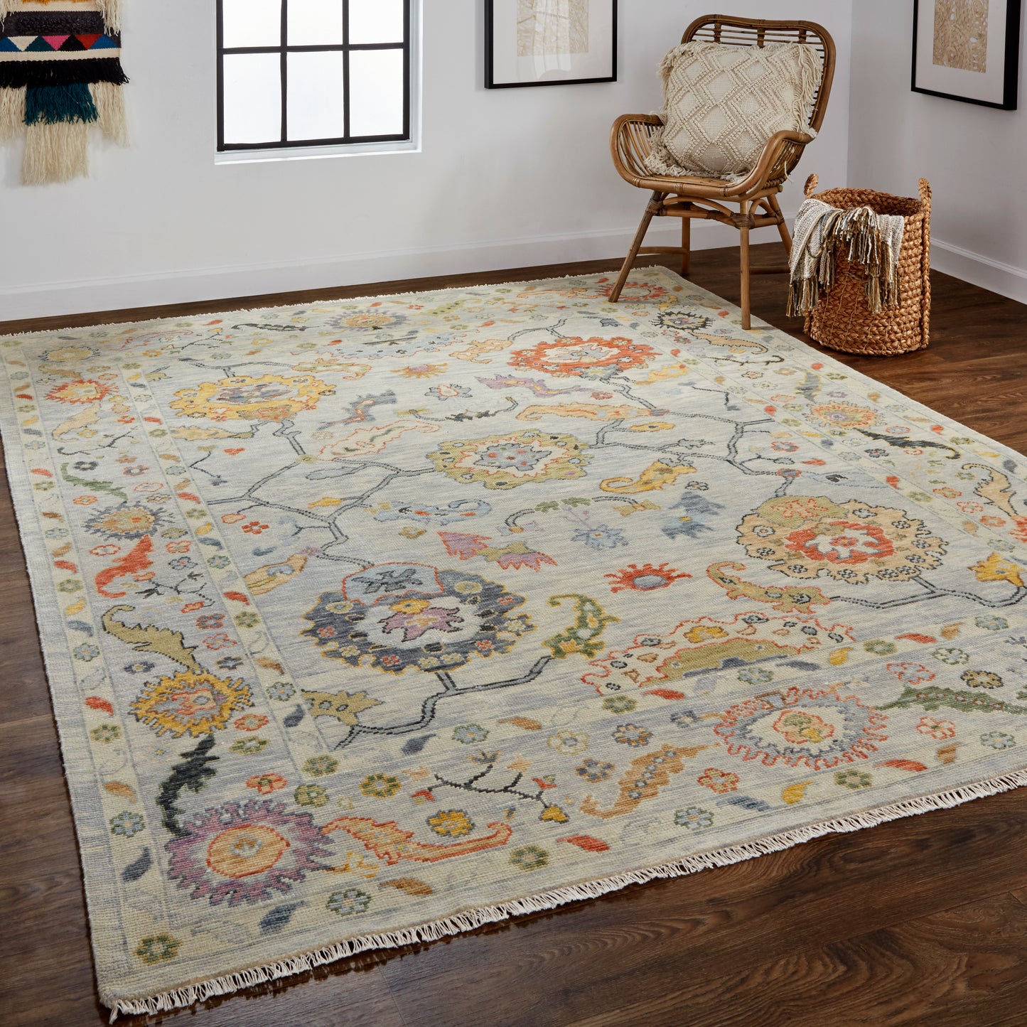 Karina Traditional/Persian/Craftsman Gray/Yellow/Red Area Rug