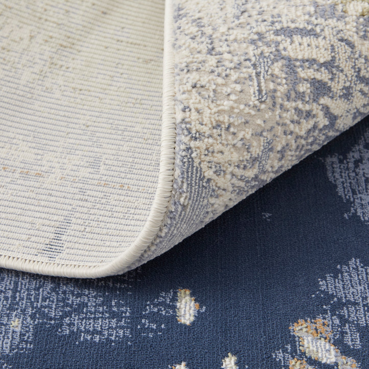 Clio Modern/Industrial/Casual Blue/Orange/Ivory Accent Rug