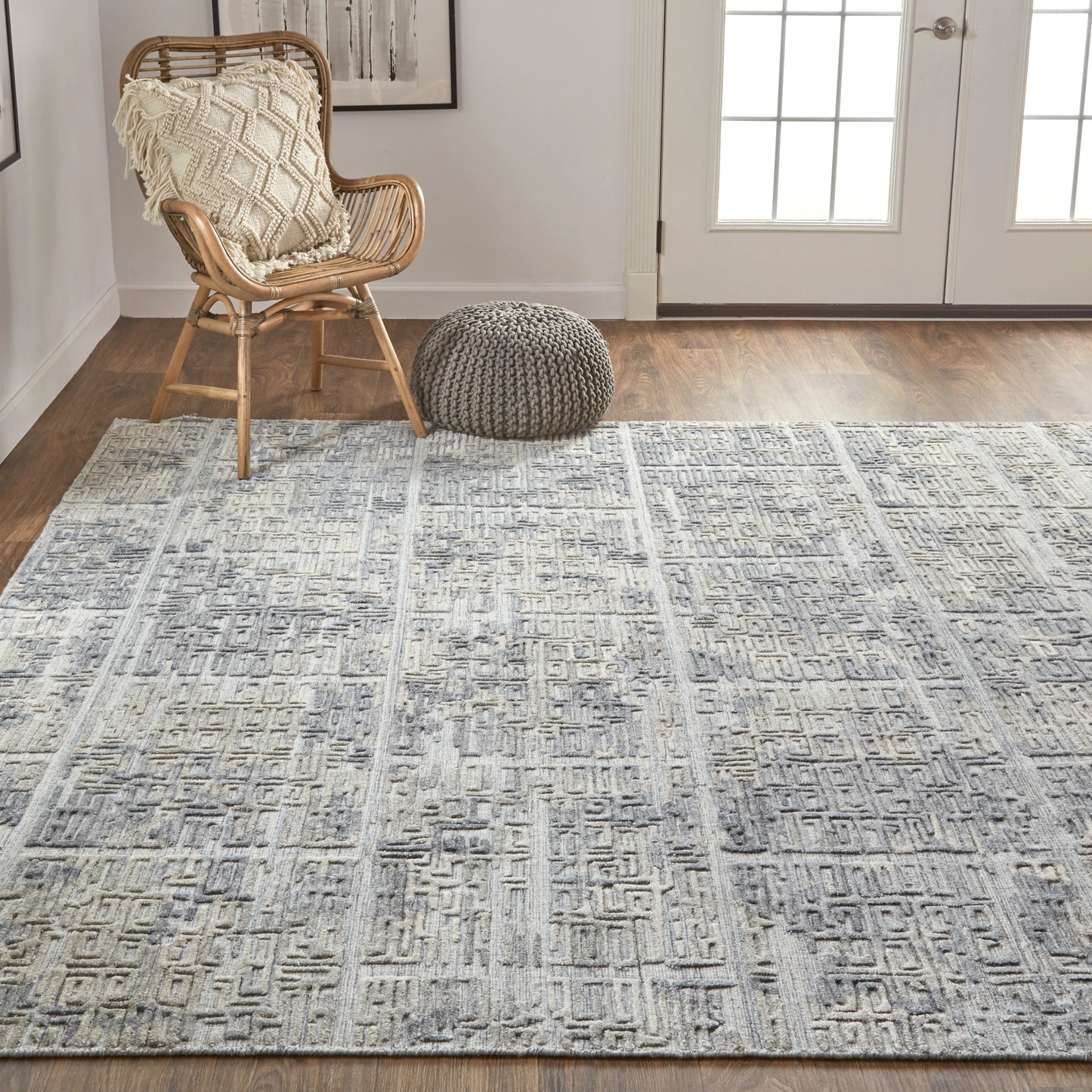 Elias Modern/Casual Abstract/Geometric Gray/Ivory - Feizy Rug