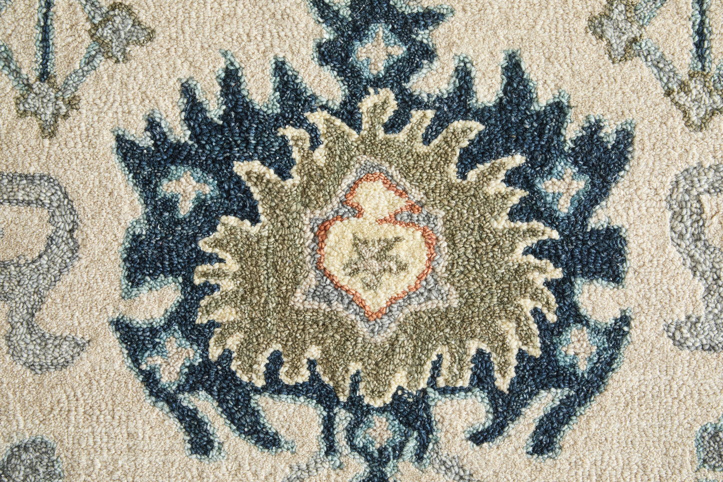 Springfield Traditional Floral & Botanical/Bordered Blue/Gray/Ivory - Feizy Rug