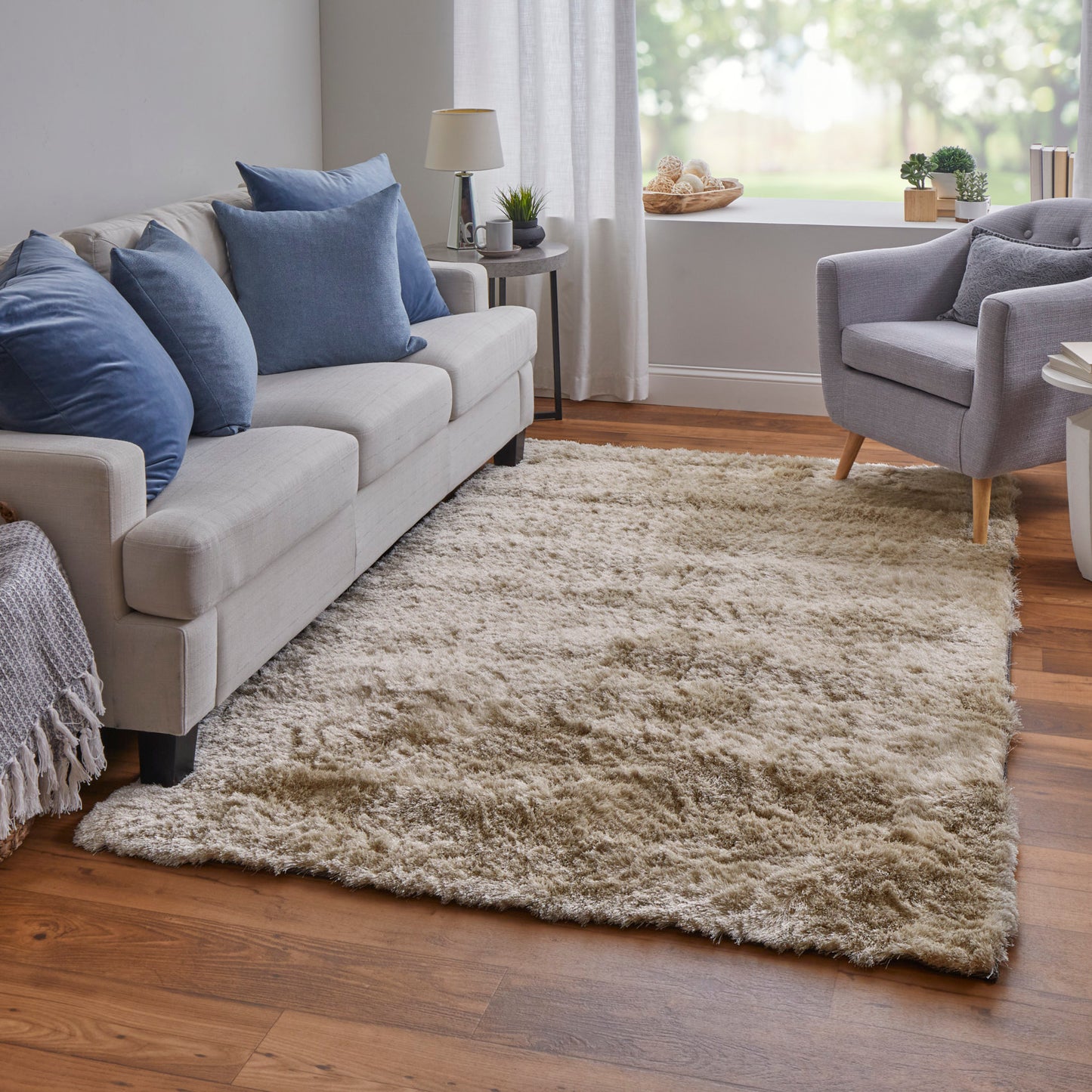 Indochine Modern/Luxury & Glam/Casual Solid Tan/Taupe - Feizy Rug