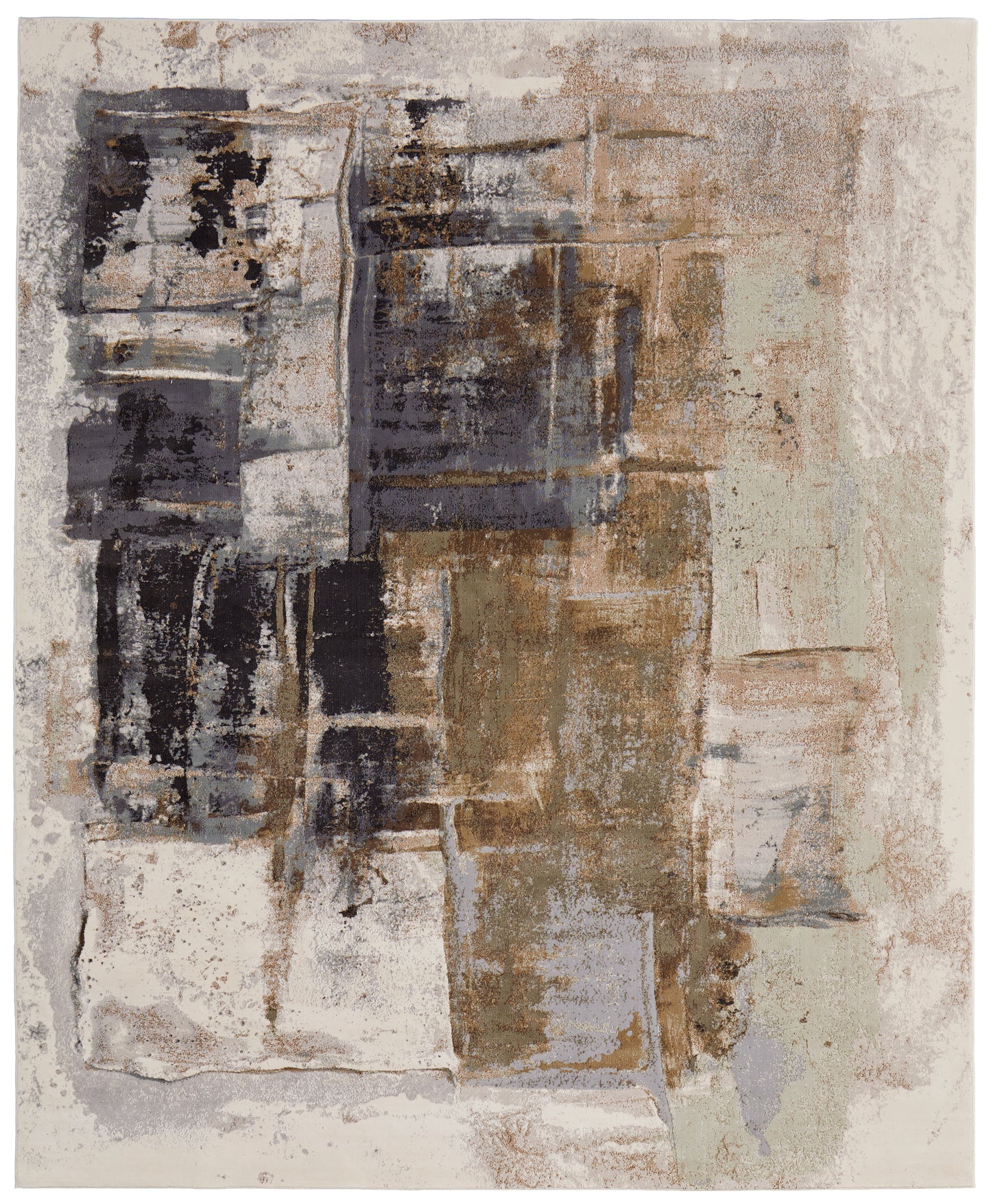 Clio Modern/Industrial/Bohemian & Eclectic Watercolor/Abstract Brown/Gray/Black - Feizy Rug