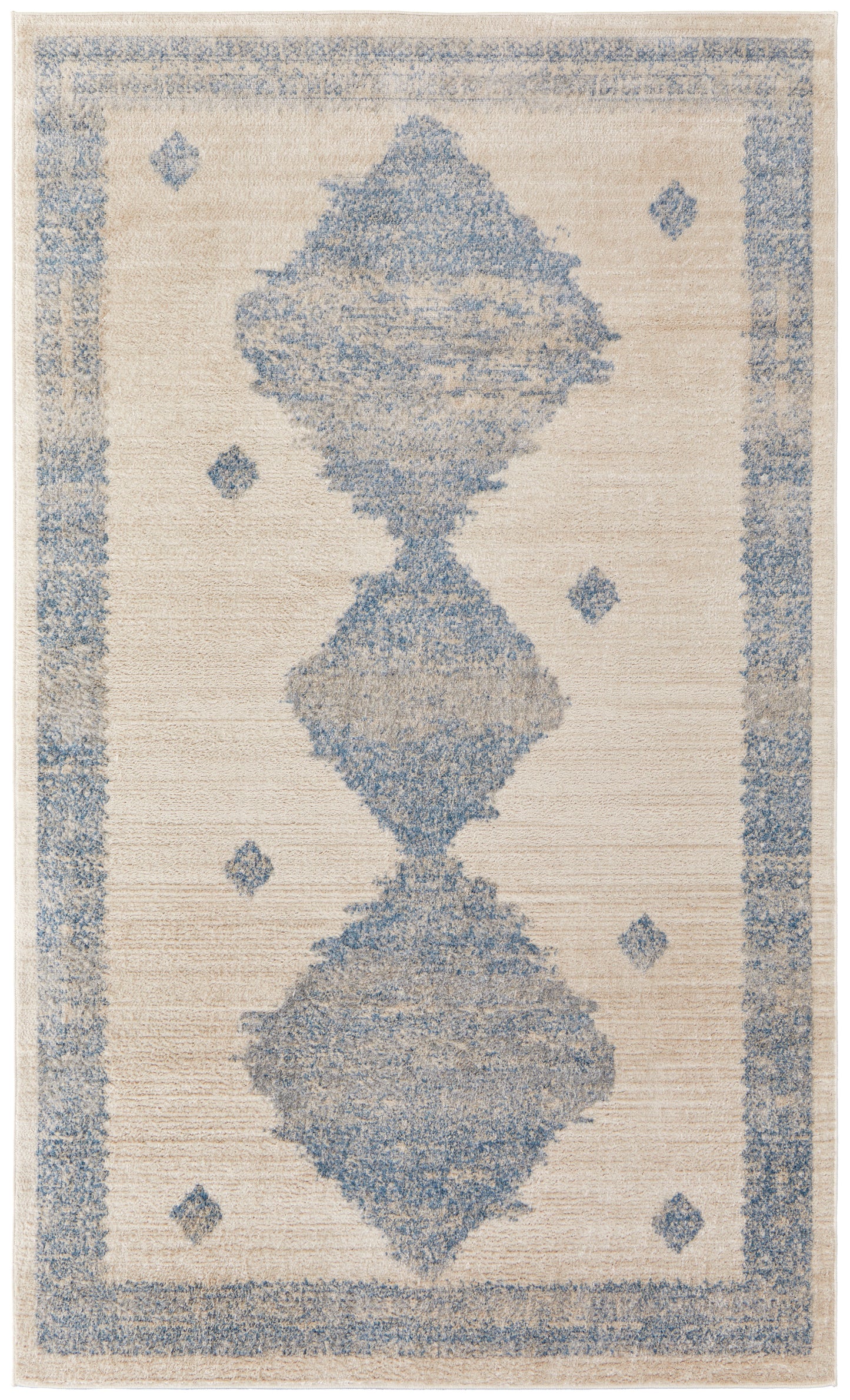 Camellia Transitional/Global Geometric/Moroccan/Distressed Blue/Ivory - Feizy Rug