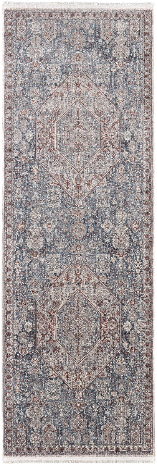 Marquette Transitional/Bohemian & Eclectic/Vintage Blue/Ivory Runner