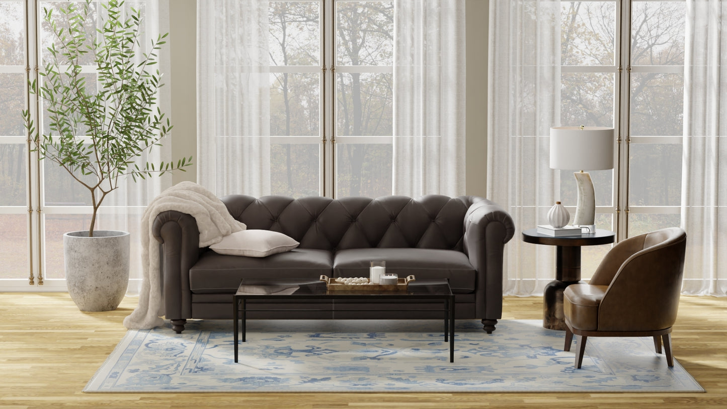 Karina Transitional/Craftsman/Casual Floral & Botanical/Scroll/Bordered Ivory/Blue - Feizy Rug