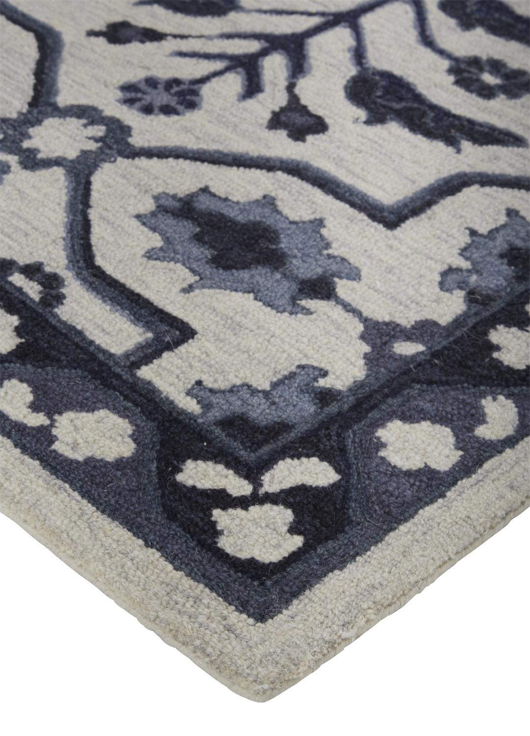 Fallon Traditional/Classic Oriental/Geometric/Floral & Botanical Gray/Blue/Ivory - Feizy Rug