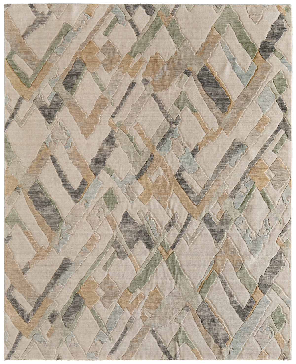 Jaxson Modern/Industrial Abstract/Chevron Ivory/Tan/Gray - Feizy Rug