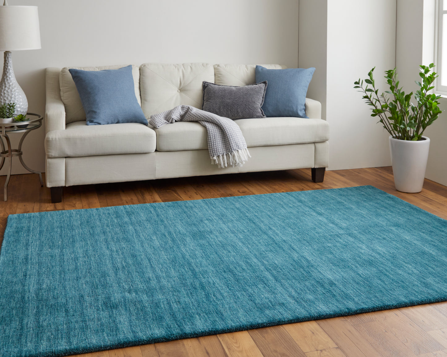 Luna Modern/Casual Blue/Green Round Rug