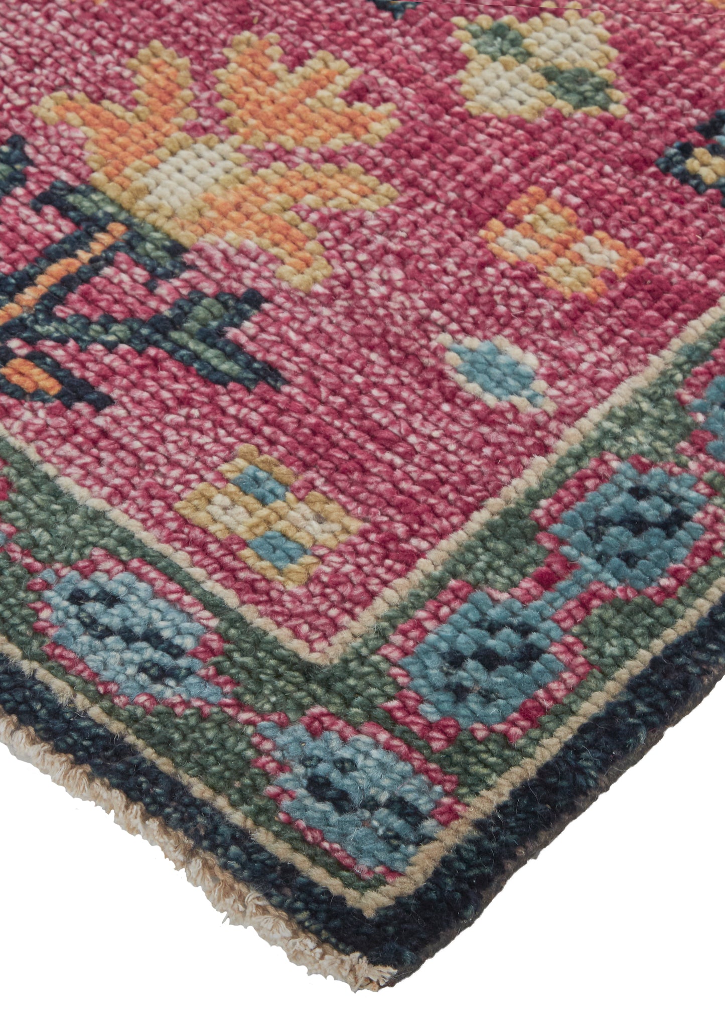 Piraj Traditional/Classic/Vintage Bordered/Medallion/Distressed Pink/Blue/Orange - Feizy Rug