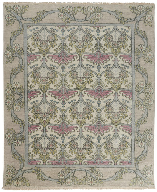 Beall Traditional/Classic/Vintage Ivory/Pink/Green Area Rug