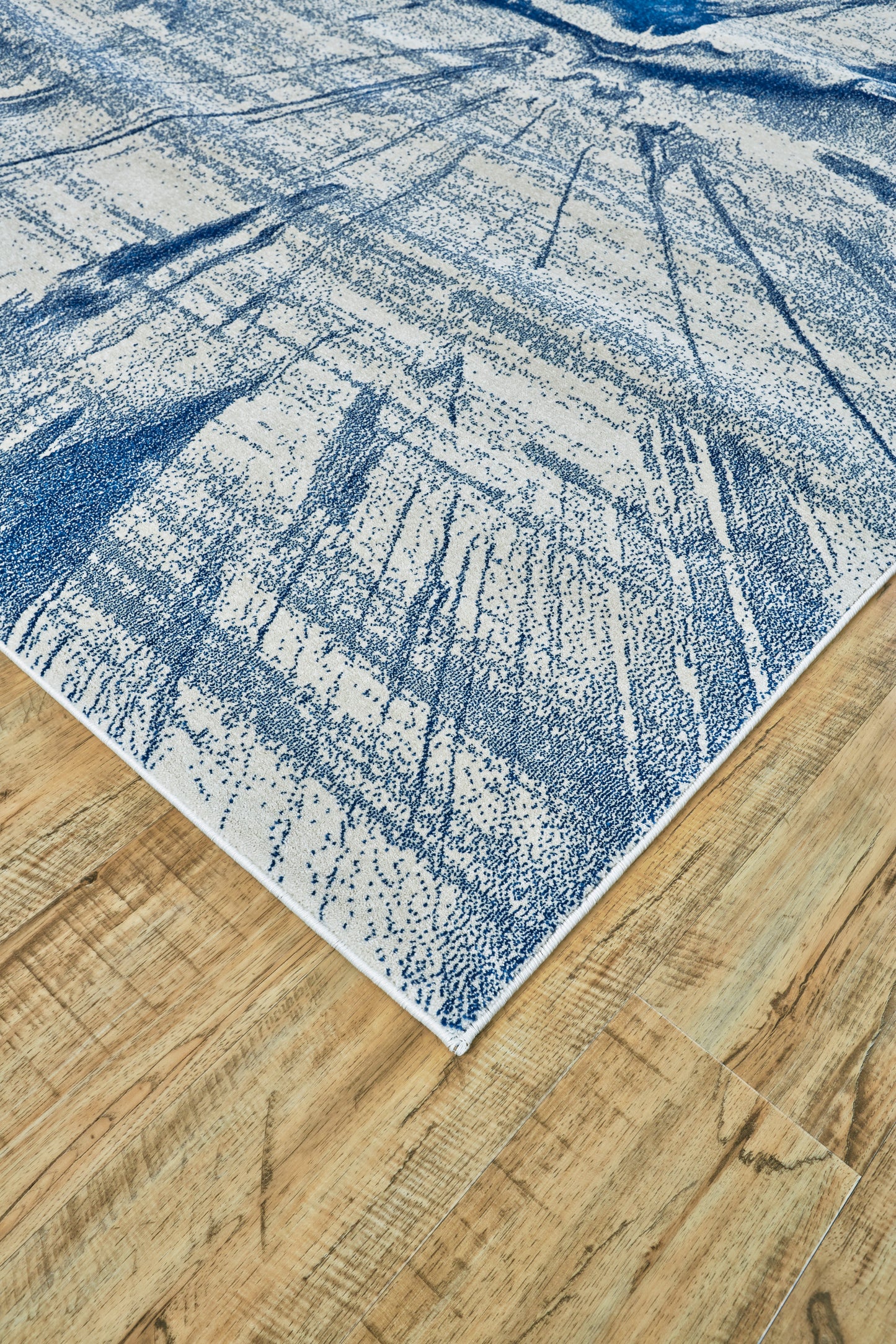 Brixton Modern/Bohemian & Eclectic/Nautical & Coastal Abstract/Distressed Blue/Ivory - Feizy Rug