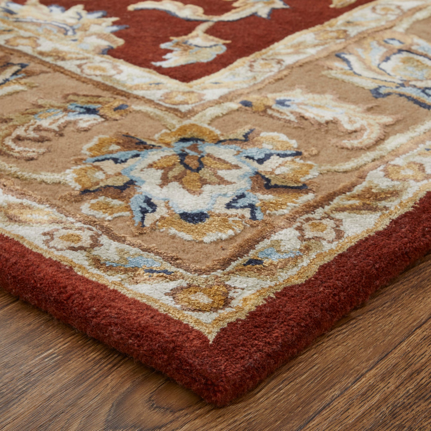 Prescott Traditional/Classic/Bohemian & Eclectic Oriental/Bordered Red/Tan/Ivory - Feizy Rug