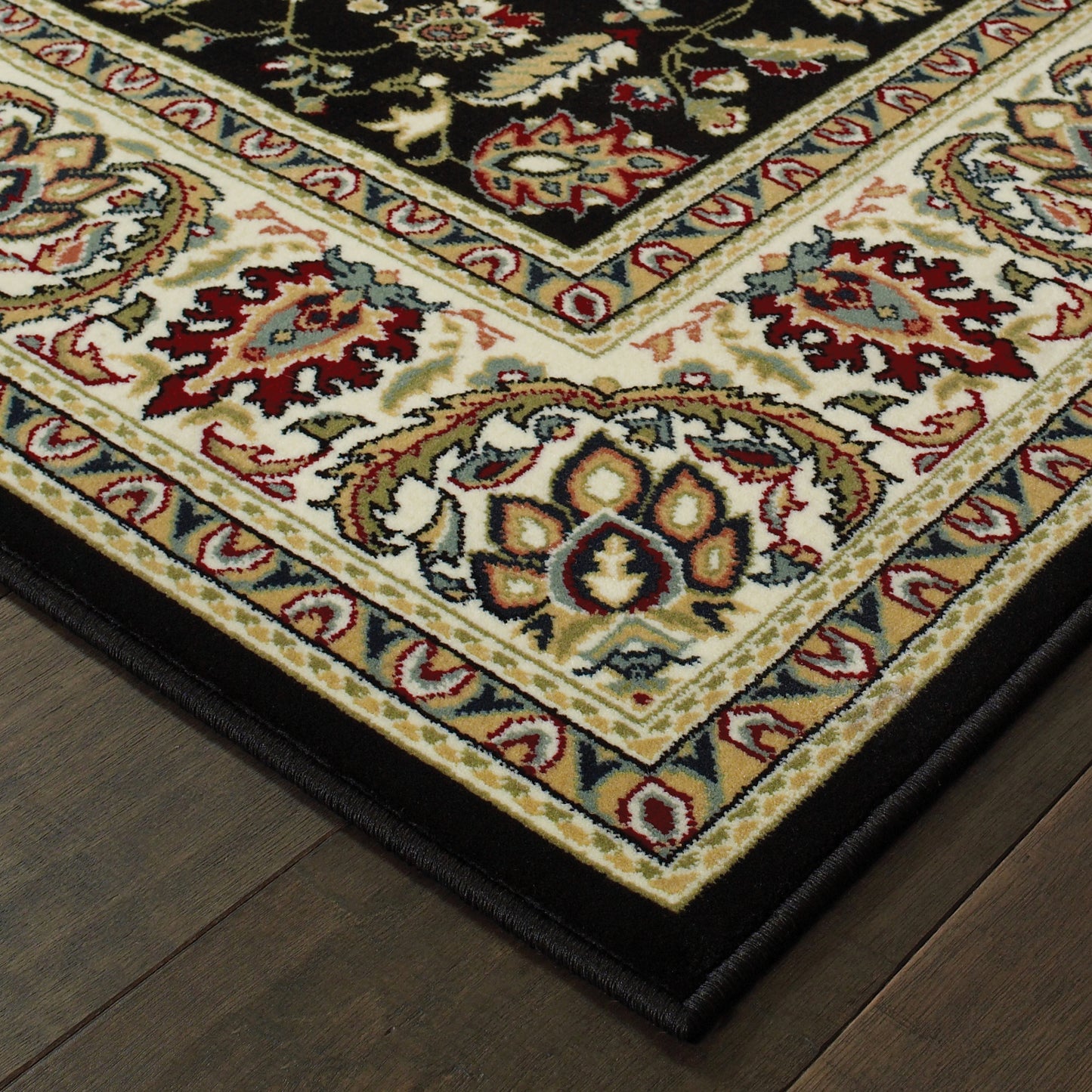 KASHAN 108B1 Black Rug - ORIENTAL WEAVERS