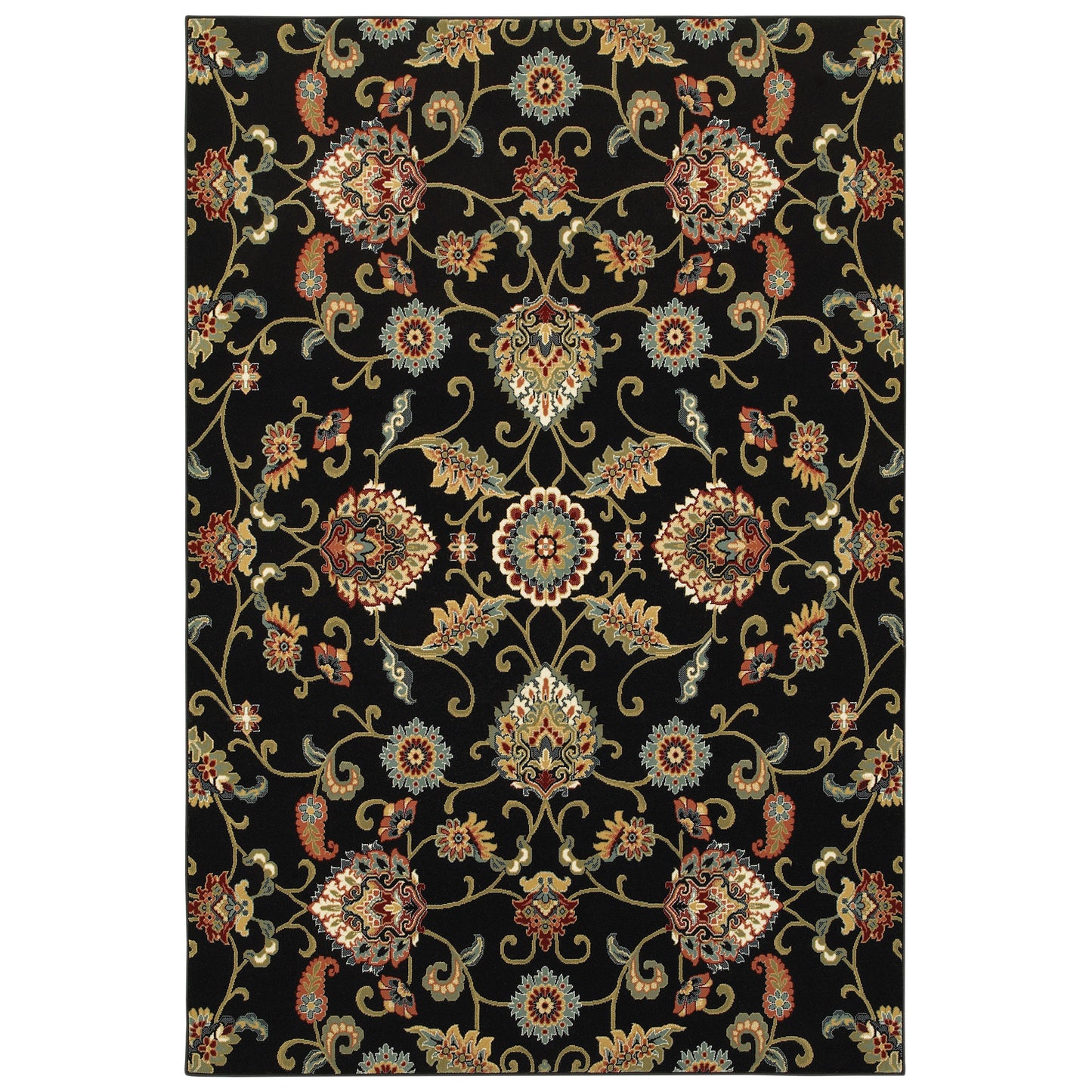 KASHAN 9946K Black Rug - ORIENTAL WEAVERS
