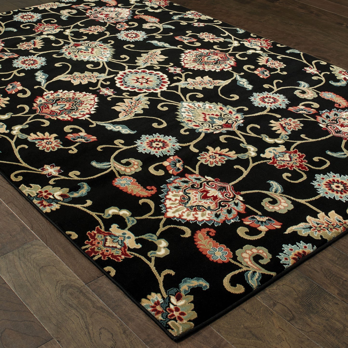 KASHAN 9946K Black Rug - ORIENTAL WEAVERS