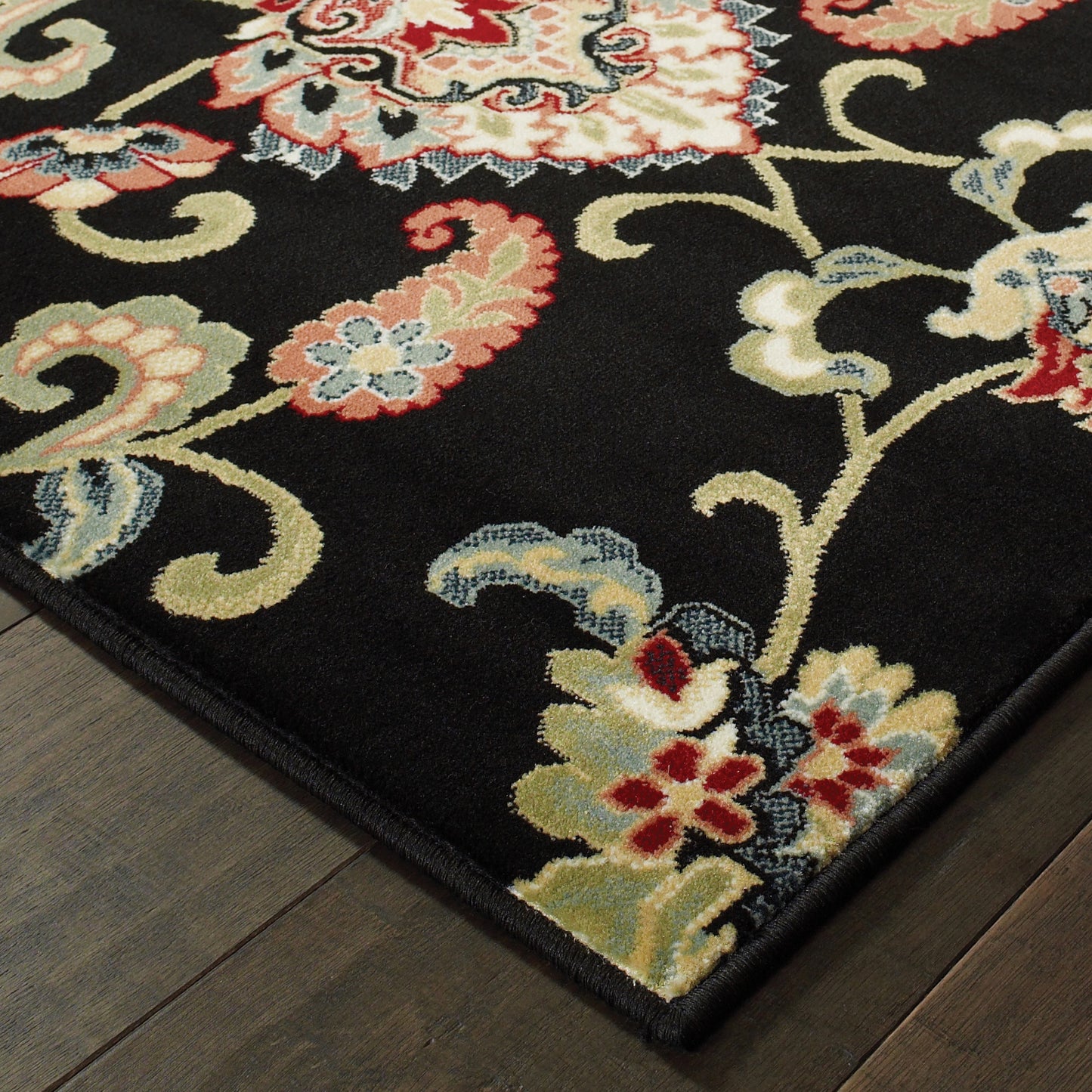 KASHAN 9946K Black Rug - ORIENTAL WEAVERS
