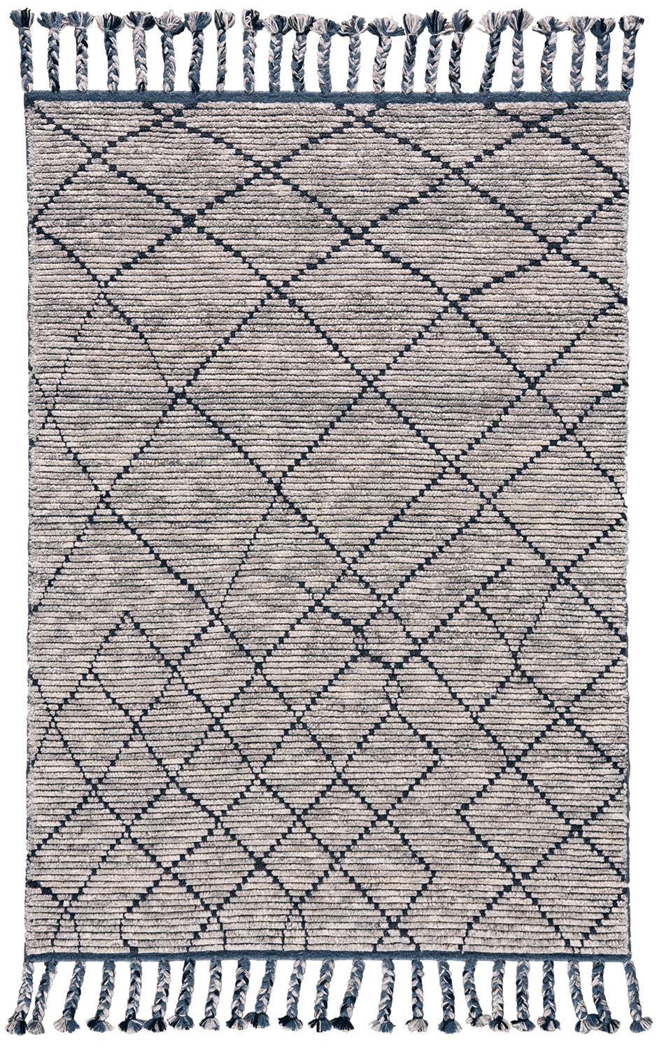 Twain Transitional/Global Diamond/Argyle/Trellis & Lattice Taupe/Blue/White - Feizy Rug