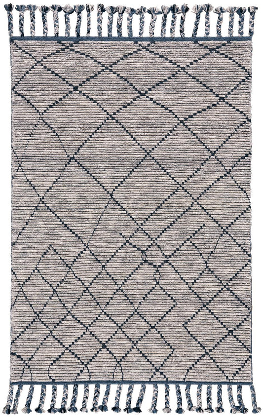 Twain Transitional/Global Diamond/Argyle/Trellis & Lattice Taupe/Blue/White - Feizy Rug