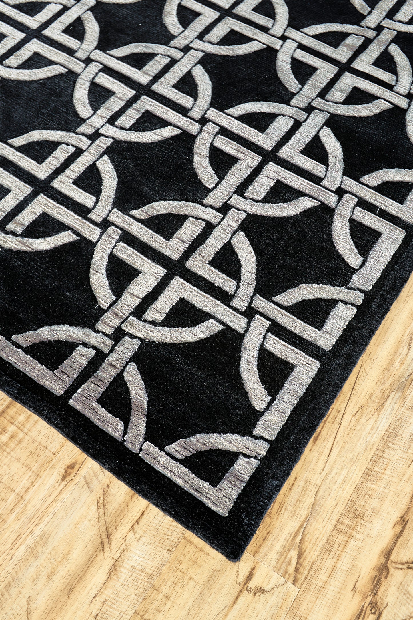 Dim Sum Modern/Global Abstract/Geometric Black/Silver - Feizy Rug