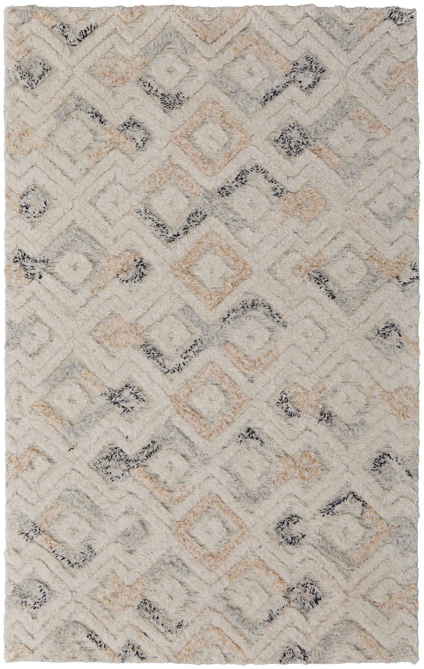 Anica Transitional/Bohemian & Eclectic/Moroccan Ivory/Gray/Black Area Rug
