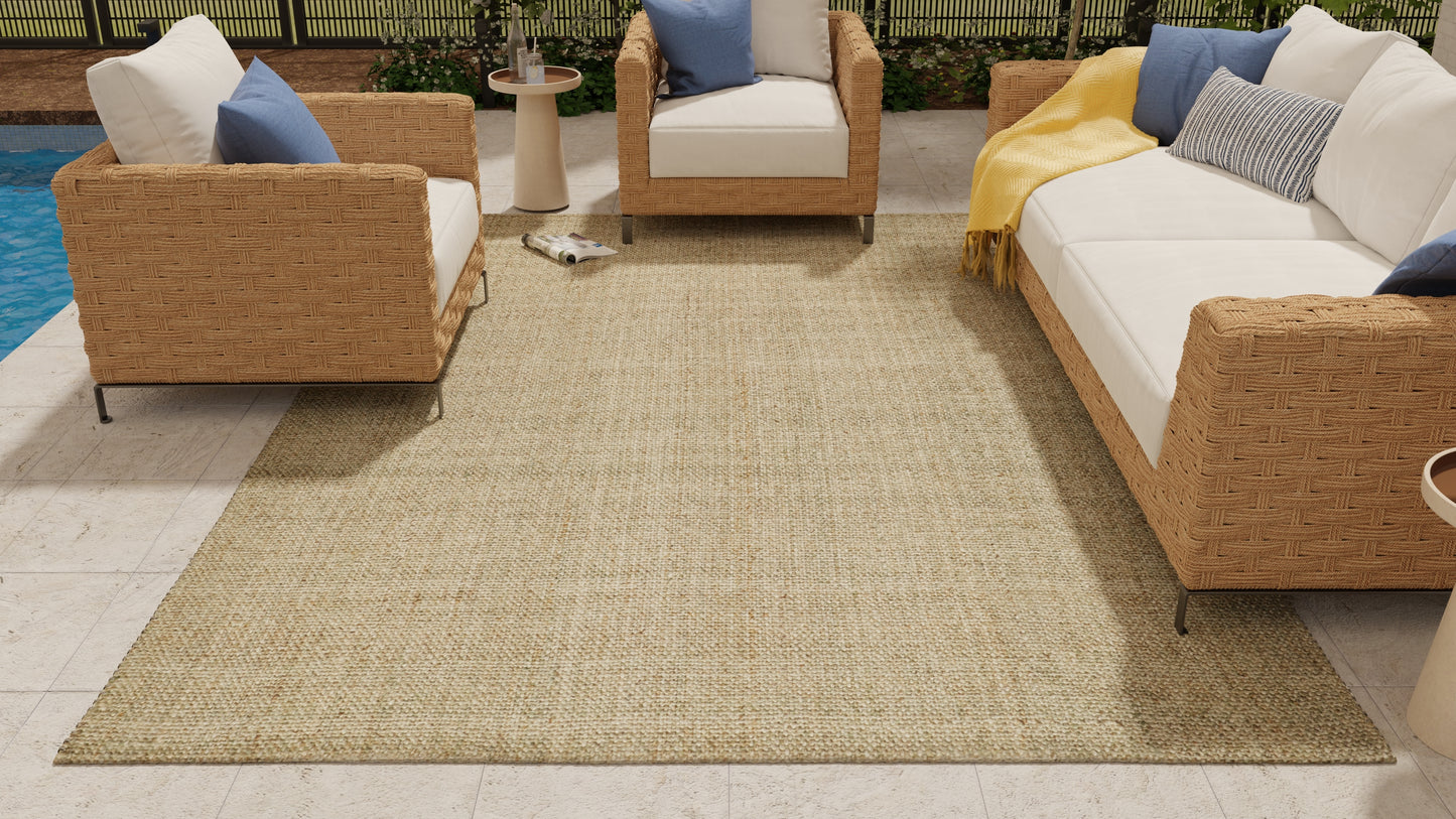Naples Transitional/Casual/Nautical & Coastal Solid/Stripes Green/Tan - Feizy Rug