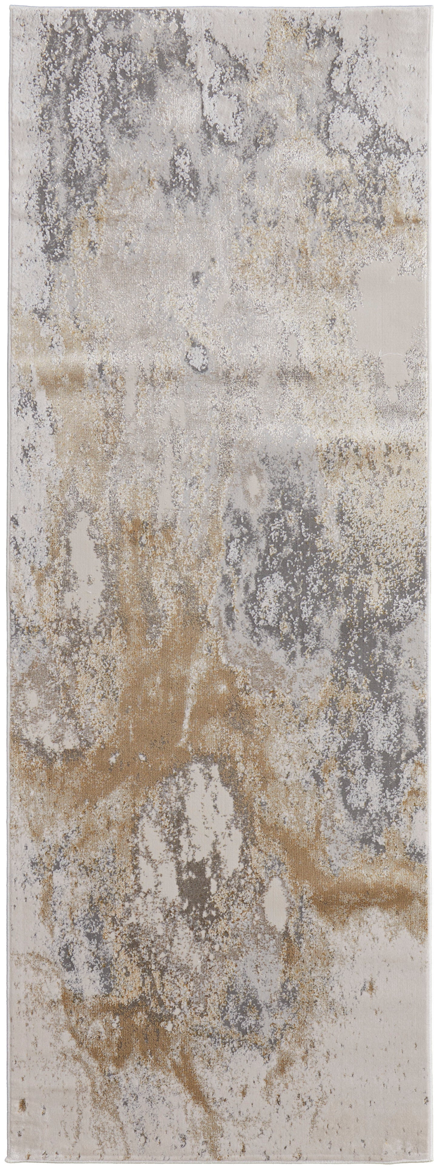 Astra Transitional/Industrial/Casual Abstract/Watercolor Gray/Gold/Ivory - Feizy Rug