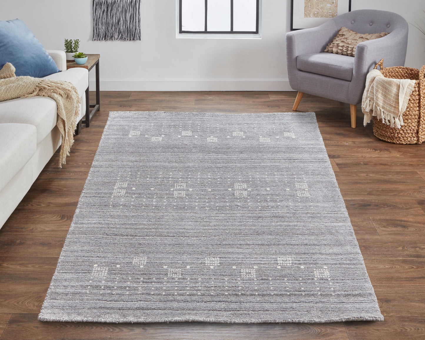 Legacy Transitional/Casual/Global Solid/Southwestern/Polka Dots Gray/Ivory - Feizy Rug