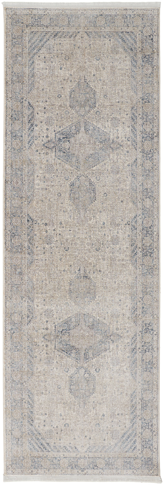 Marquette Transitional/Bohemian & Eclectic/Vintage Taupe/Gray/Blue Runner
