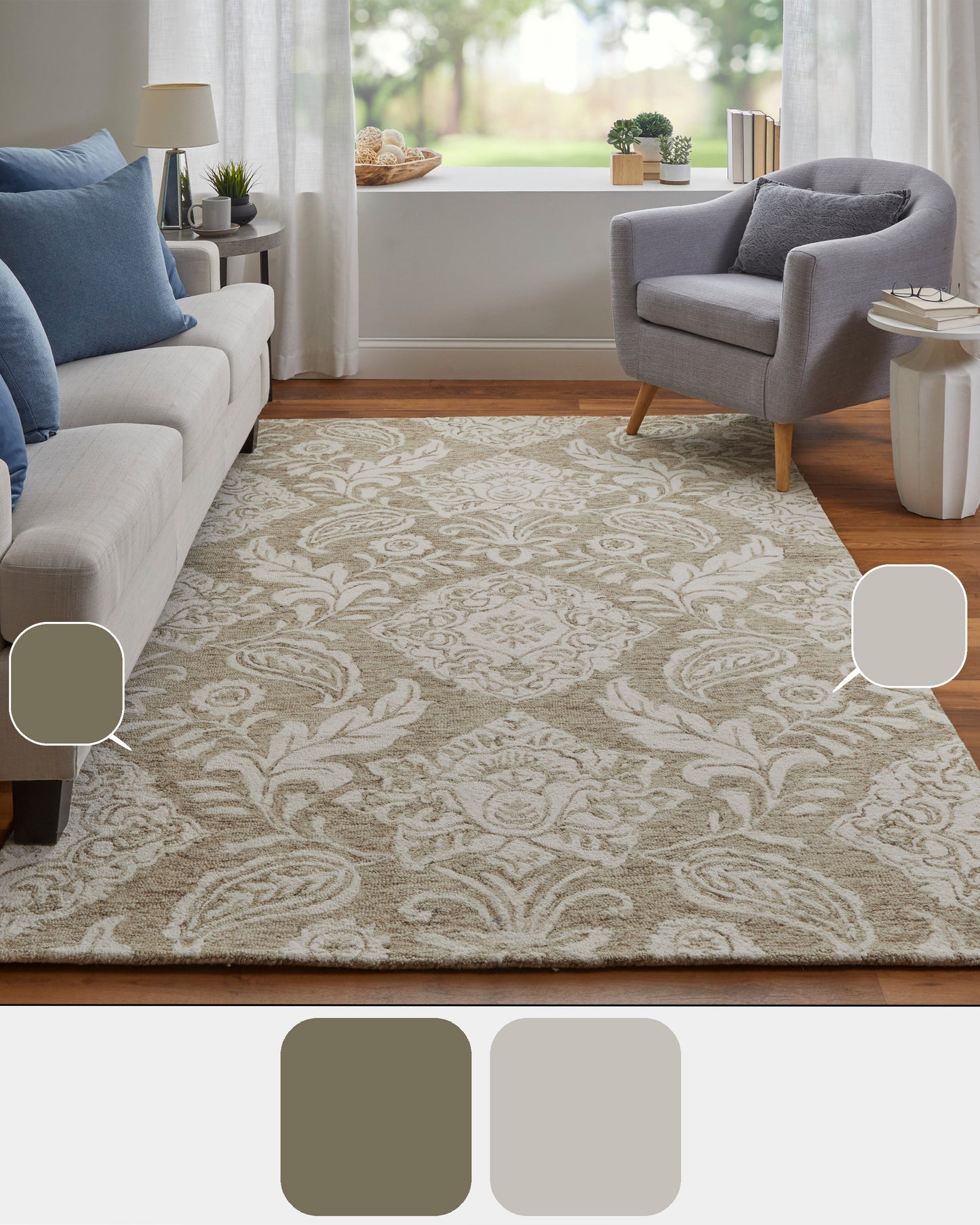 Belfort Transitional/Classic/Bohemian & Eclectic Tan/Ivory Accent Rug  Feizy Rugs Small Parcel,Feizy Rugs,Belfort,Tan/Ivory,2' x 3',Accent Rug,Wool,Transitional/Classic/Bohemian & Eclectic,India