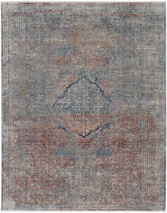 Marquette Transitional/Bohemian & Eclectic/Vintage Blue/Red/Gray Accent Rug