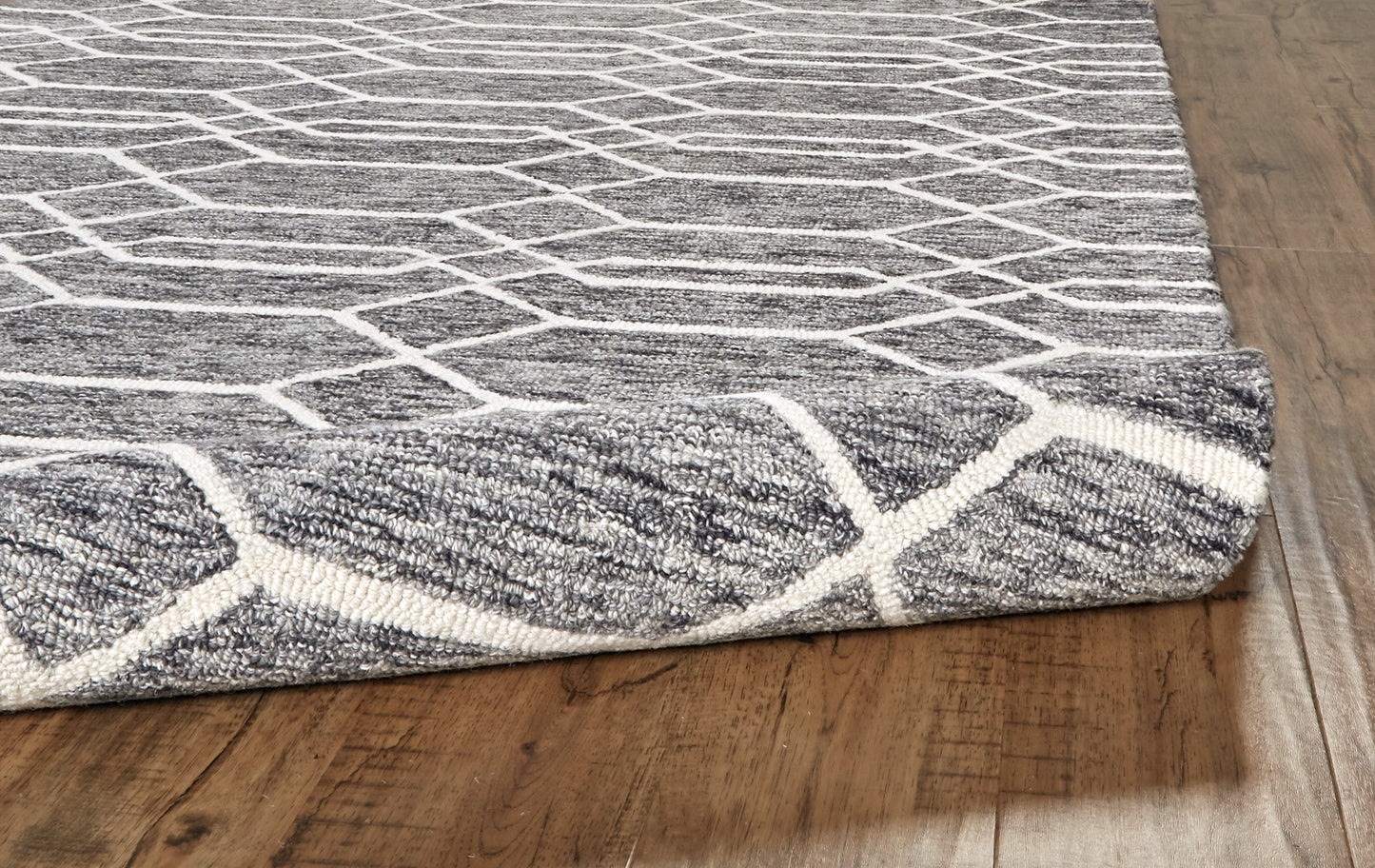 Belfort Transitional/Cottage/Farmhouse Trellis & Lattice/Geometric Gray/Black/Ivory - Feizy Rug