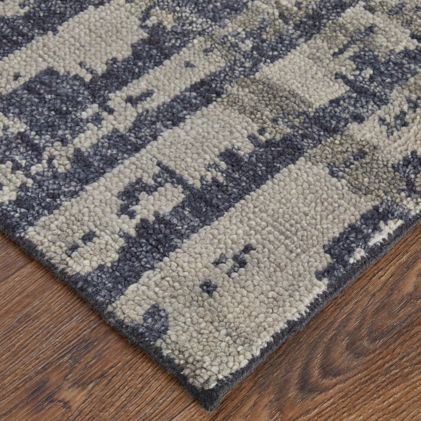 Altmar Modern/Bohemian & Eclectic/Industrial Abstract/Stripes Blue/Gray/Taupe - Feizy Rug
