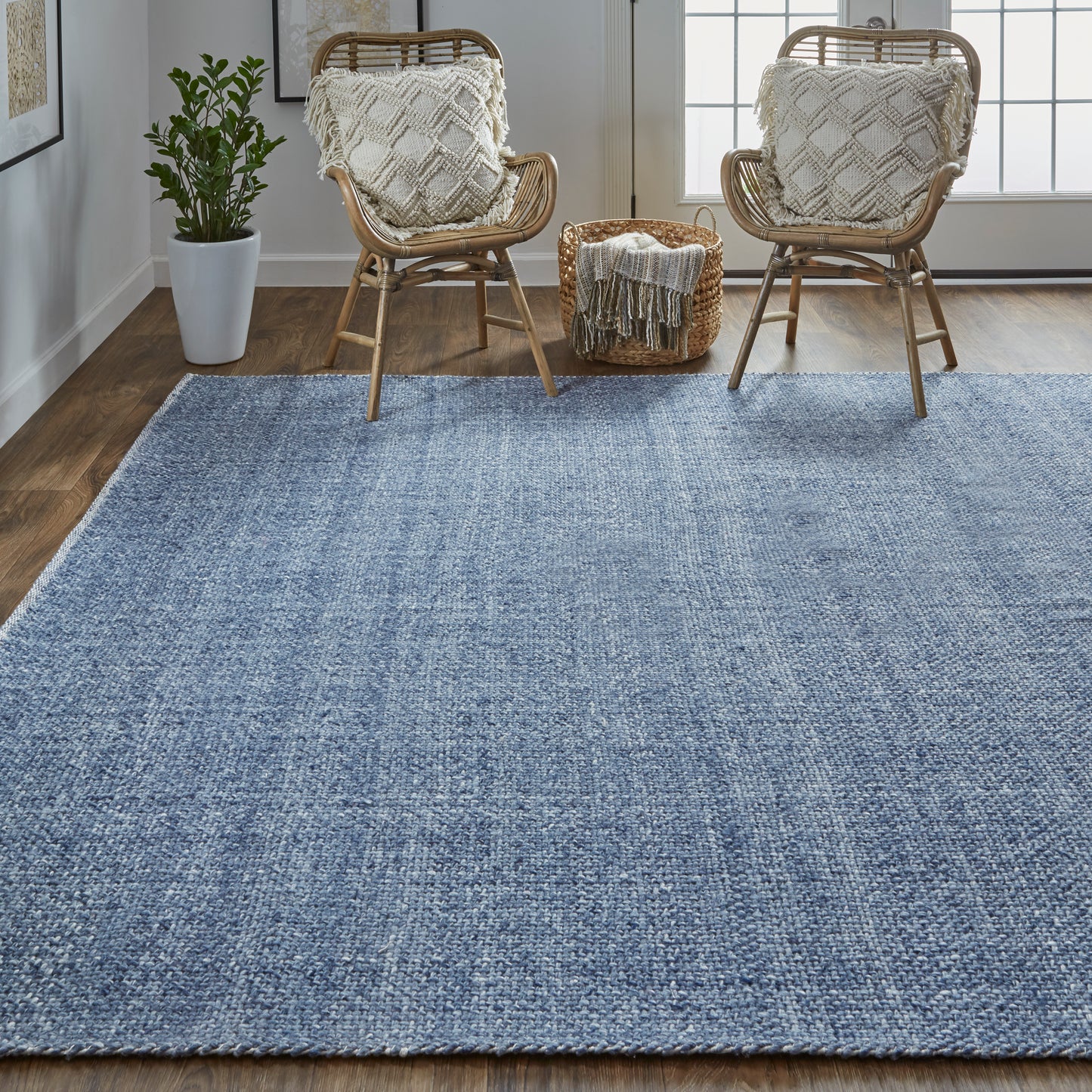 Naples Transitional/Casual/Nautical & Coastal Solid/Stripes Blue - Feizy Rug