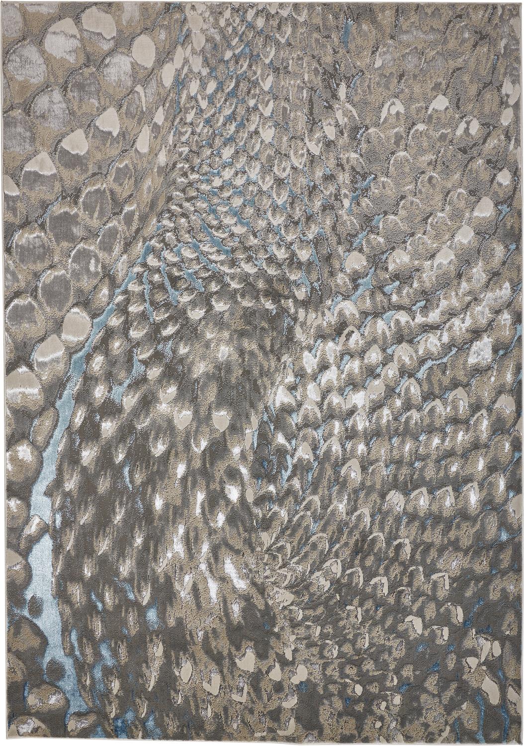 Azure Modern/Industrial Blue/Silver/Gray Area Rug